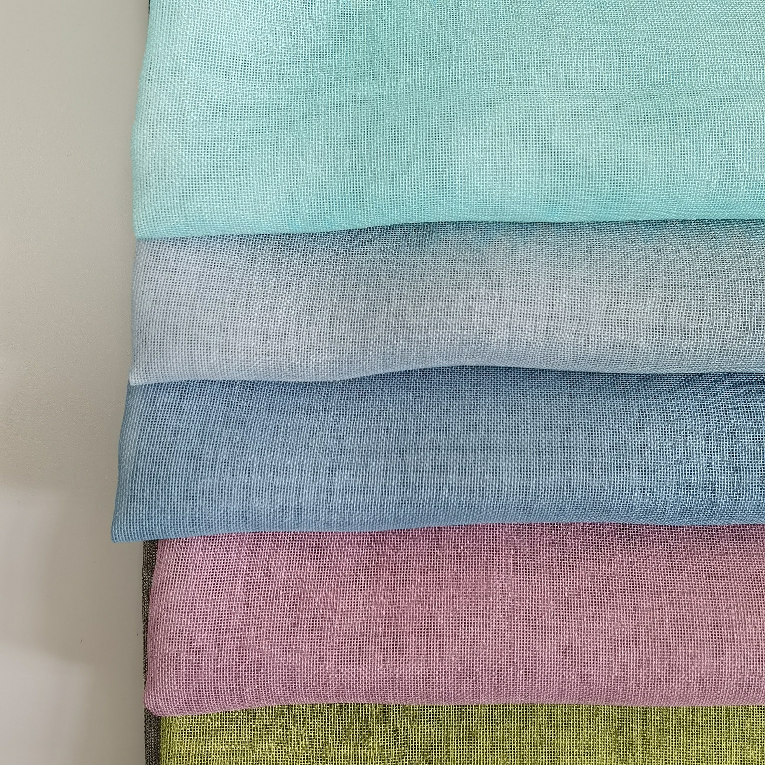 Simple Style Polyester Linen Textured Solid Sheer Curtain Fabric