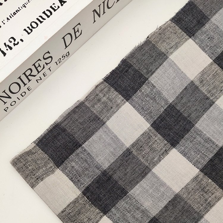 Linen supplier classic twill checked frock garment clothing fabrics linen polyester cotton fabric fashion woven fabric for dress