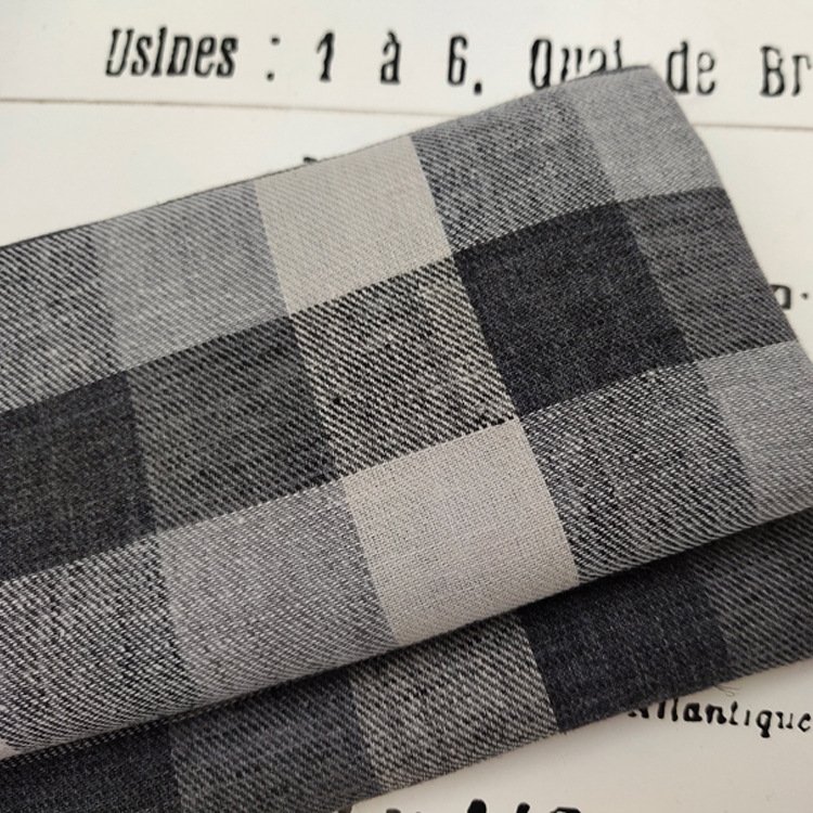 Linen supplier classic twill checked frock garment clothing fabrics linen polyester cotton fabric fashion woven fabric for dress