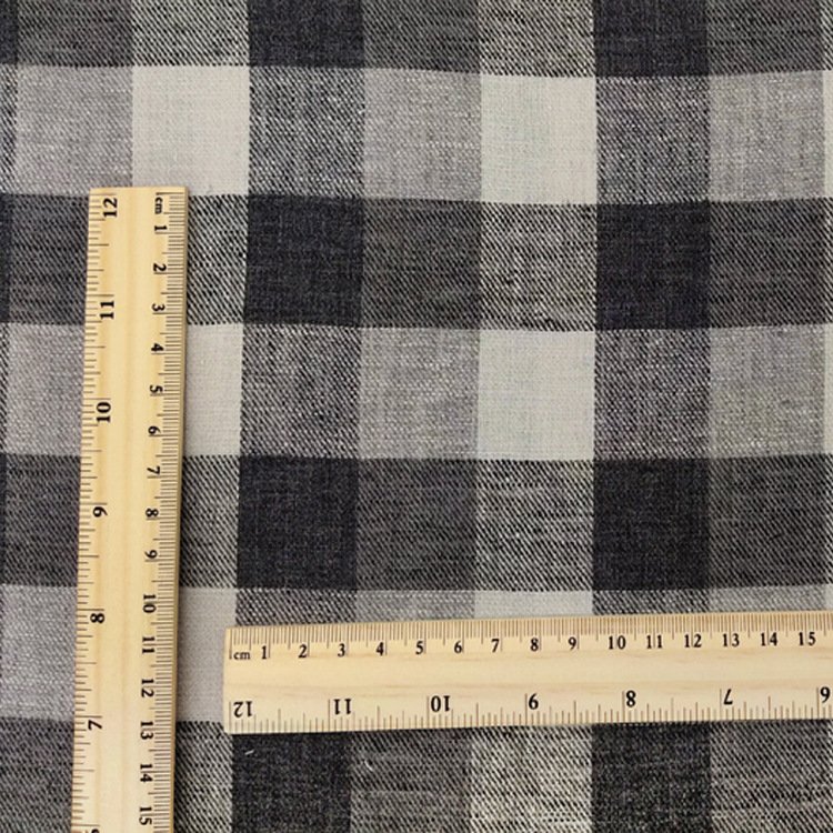 Linen supplier classic twill checked frock garment clothing fabrics linen polyester cotton fabric fashion woven fabric for dress