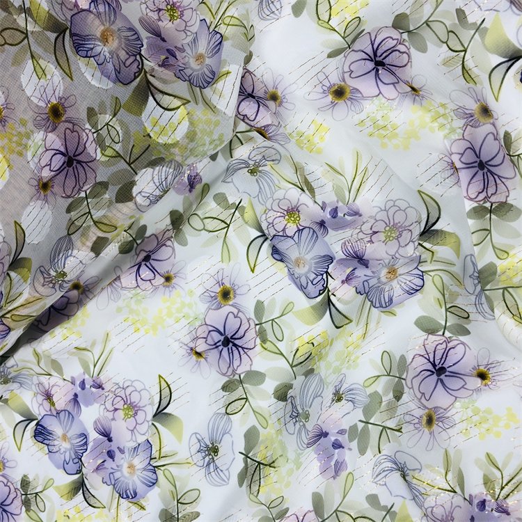 New fashion women's wear print flower polyester metallic luxury jacquard dresses women chiffon