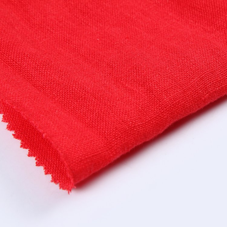 New design red plain dyed woven italian bulk 100% linen fabric for clothing