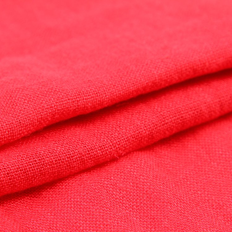 New design red plain dyed woven italian bulk 100% linen fabric for clothing