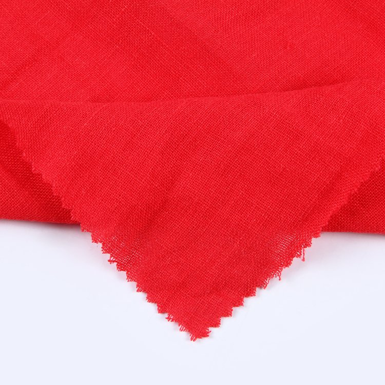New design red plain dyed woven italian bulk 100% linen fabric for clothing