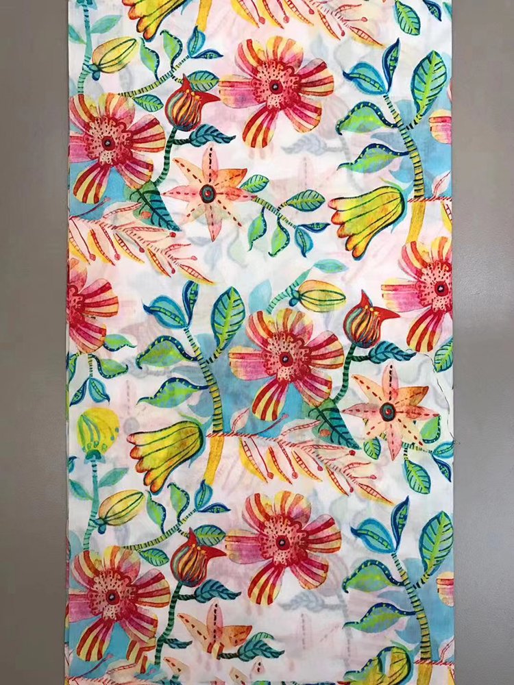 Custom Breathable digital design 100% flower printed custom print linen fabric