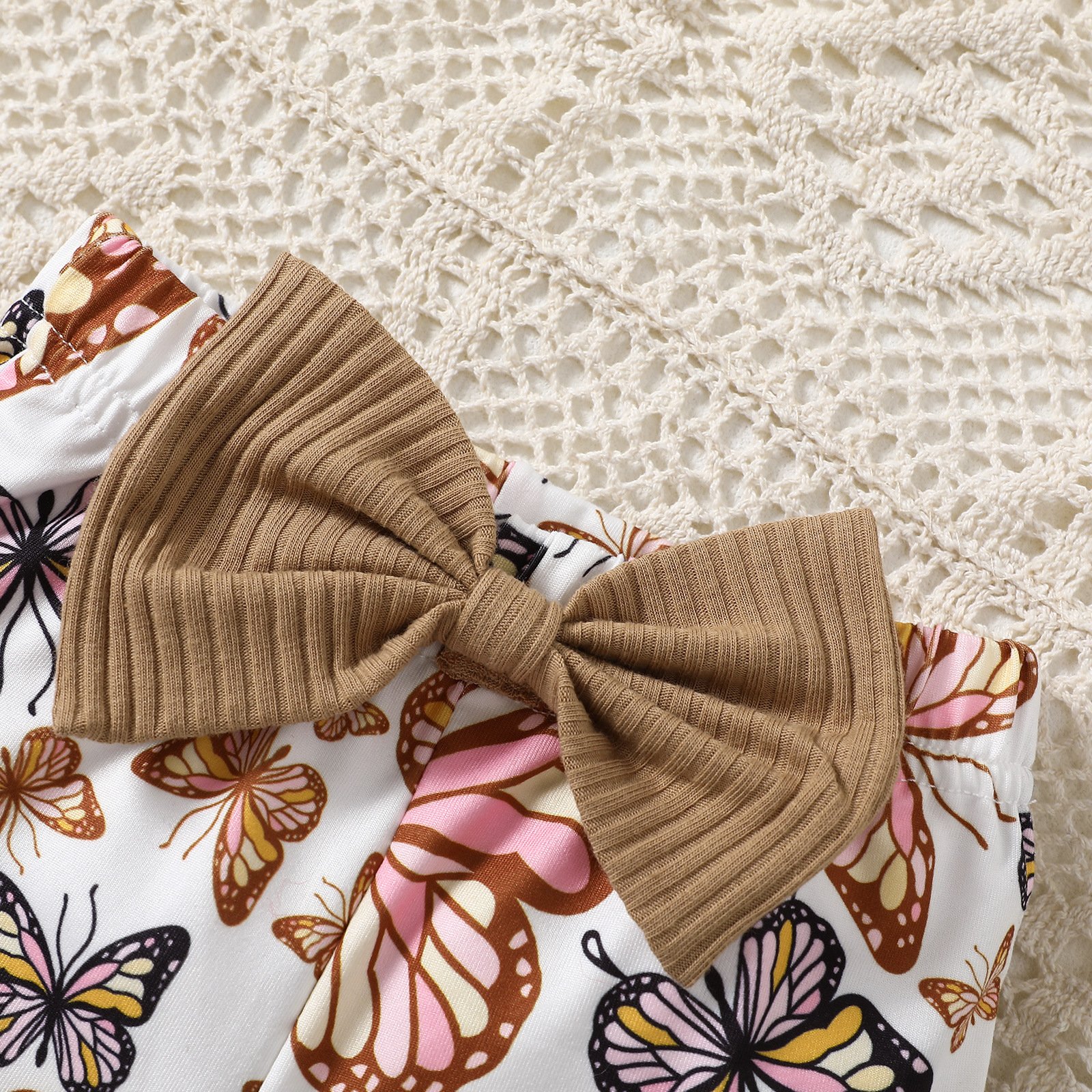 Customized Christmas day and thanksgiving day 3-Piece Baby Girls' Casual Solid Style Clothing Set Romper Shorts Bowknot Headband
