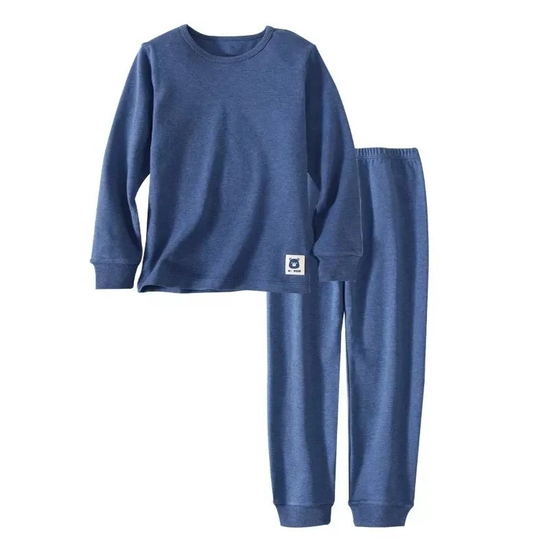 100% Cotton Winter Kids Clothes Wholesale Soft Organic Bamboo Pajamas Children knit Long Sleeve Kids Clothing Boy And Girl