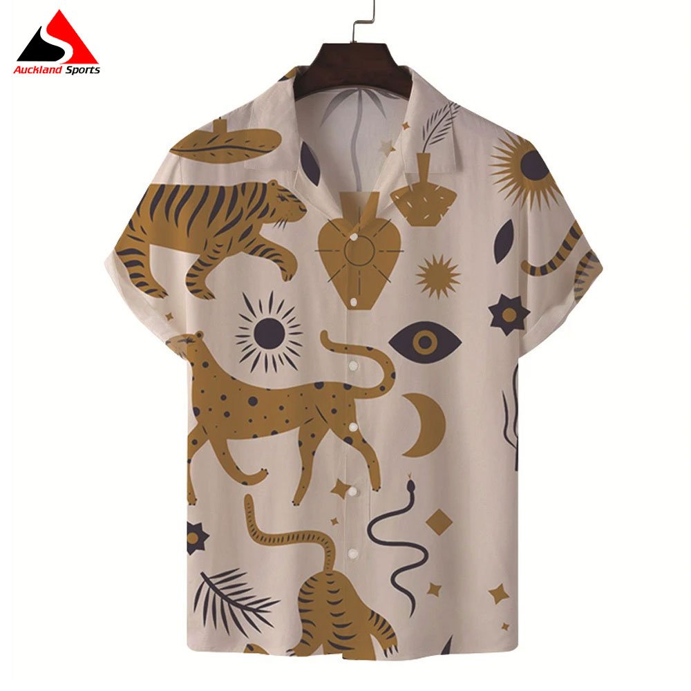 Customized Men Loose Breathable Shirts Men Fashion Printed Beach Wear Top Single Breasted Cuban Collar Holiday Shirt