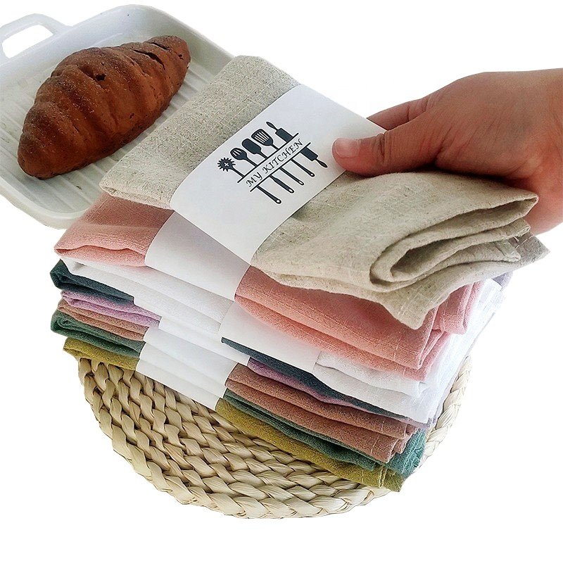 wholesale blank plain white 100% linen fabric tea towel