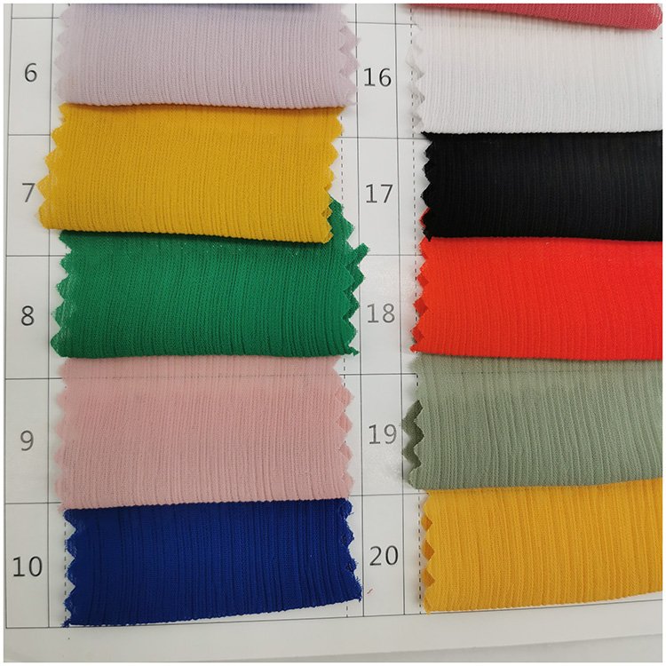 low MOQ 100D crepe chiffon fabric 100% polyester plain dyed chiffon crepe women's wear fabric