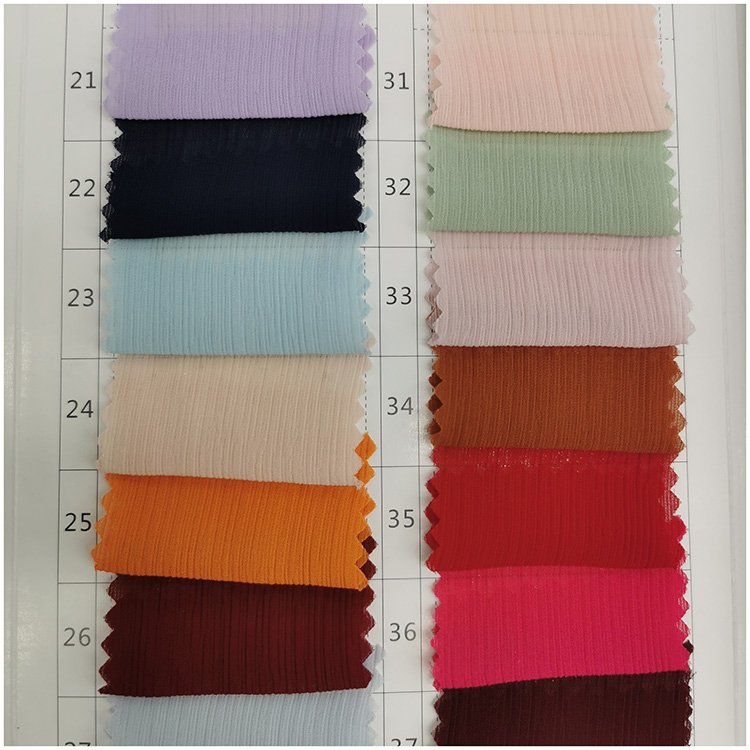 low MOQ 100D crepe chiffon fabric 100% polyester plain dyed chiffon crepe women's wear fabric