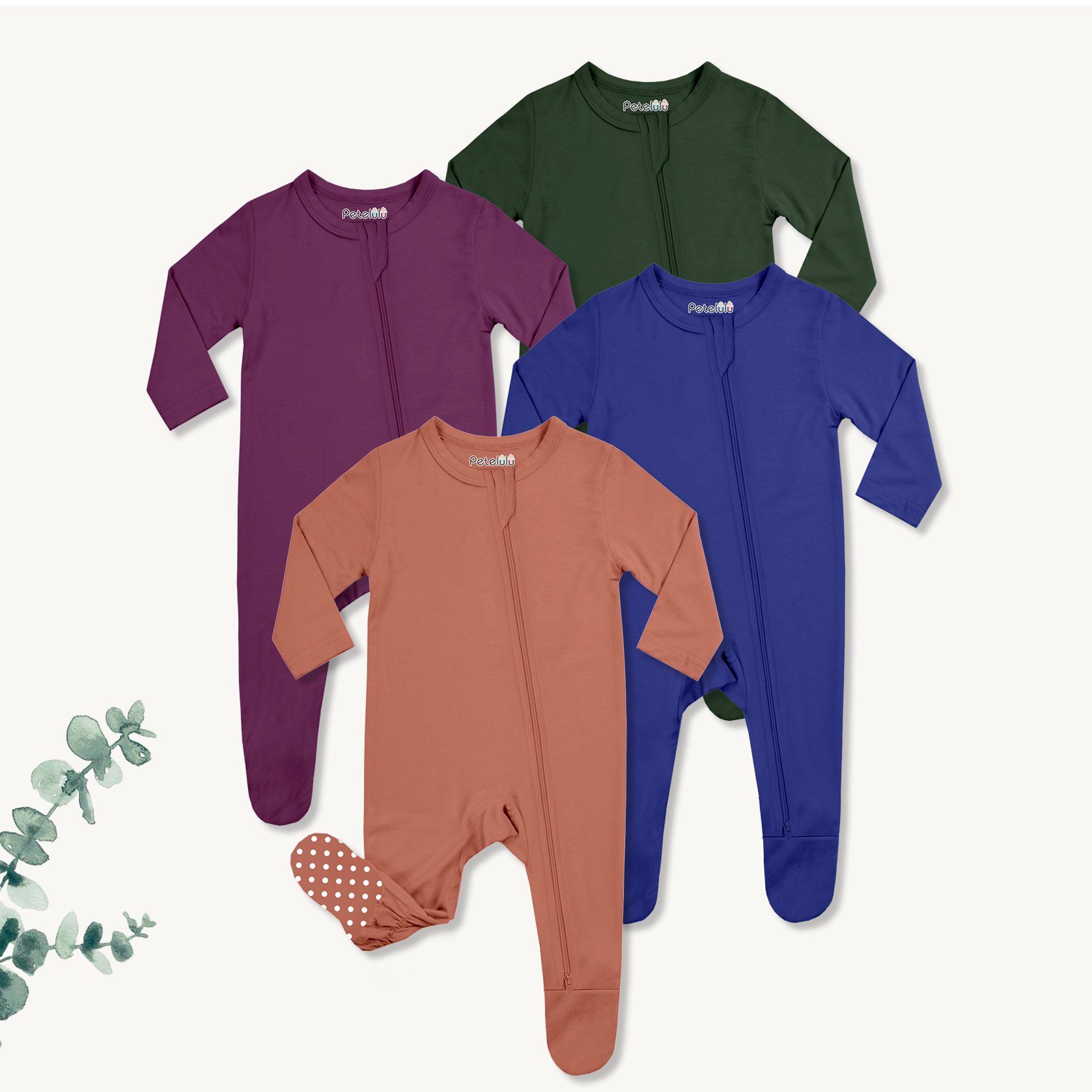 One stop customization service Infant Unisex baby zipper Solid Footed bamboo Jumpsuit Sweatshirt Romper Neutral Baby Clothes