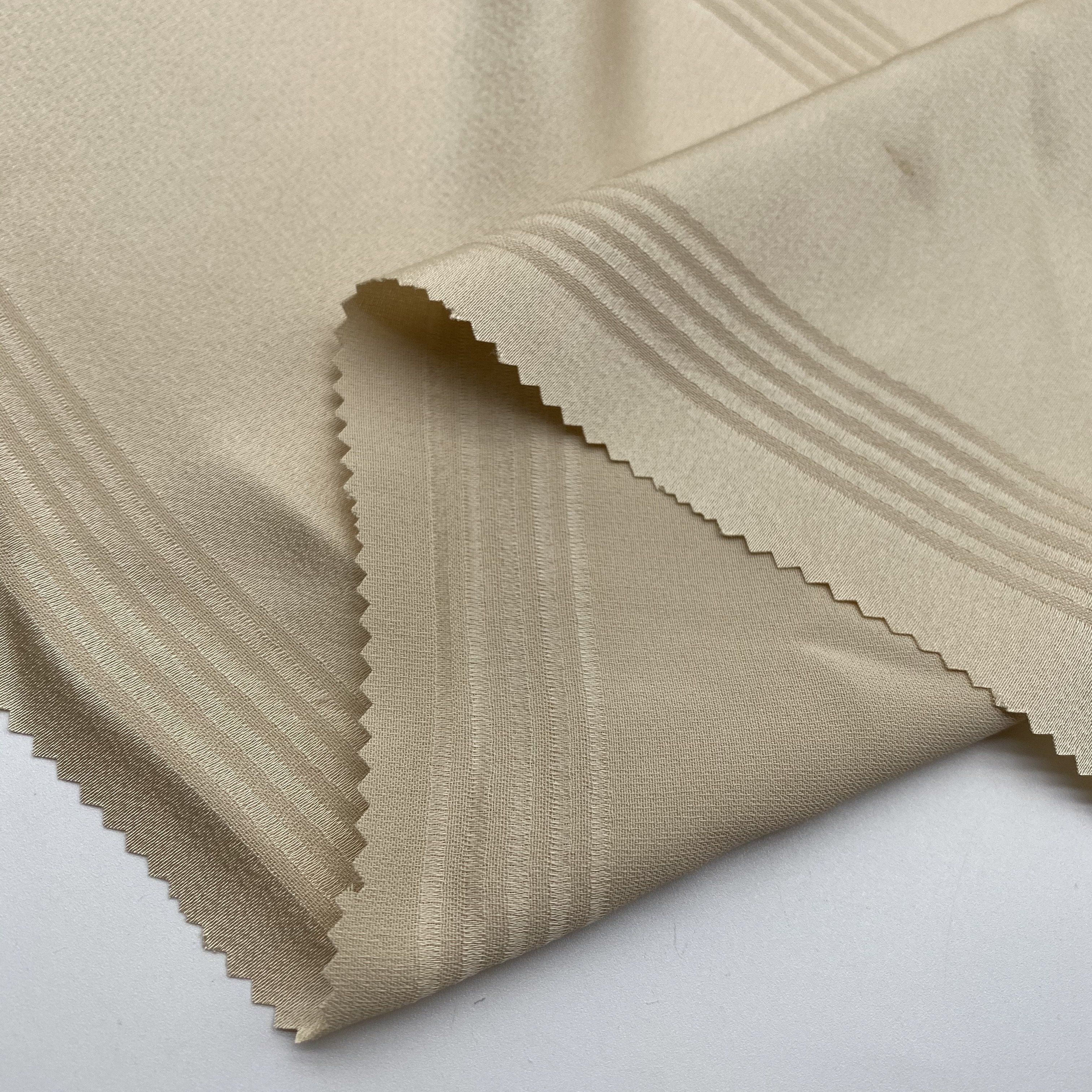 very soft handle and drape similar to acetic acid fabric 100%Polyester satin fabric Striped jacquard satin fabric