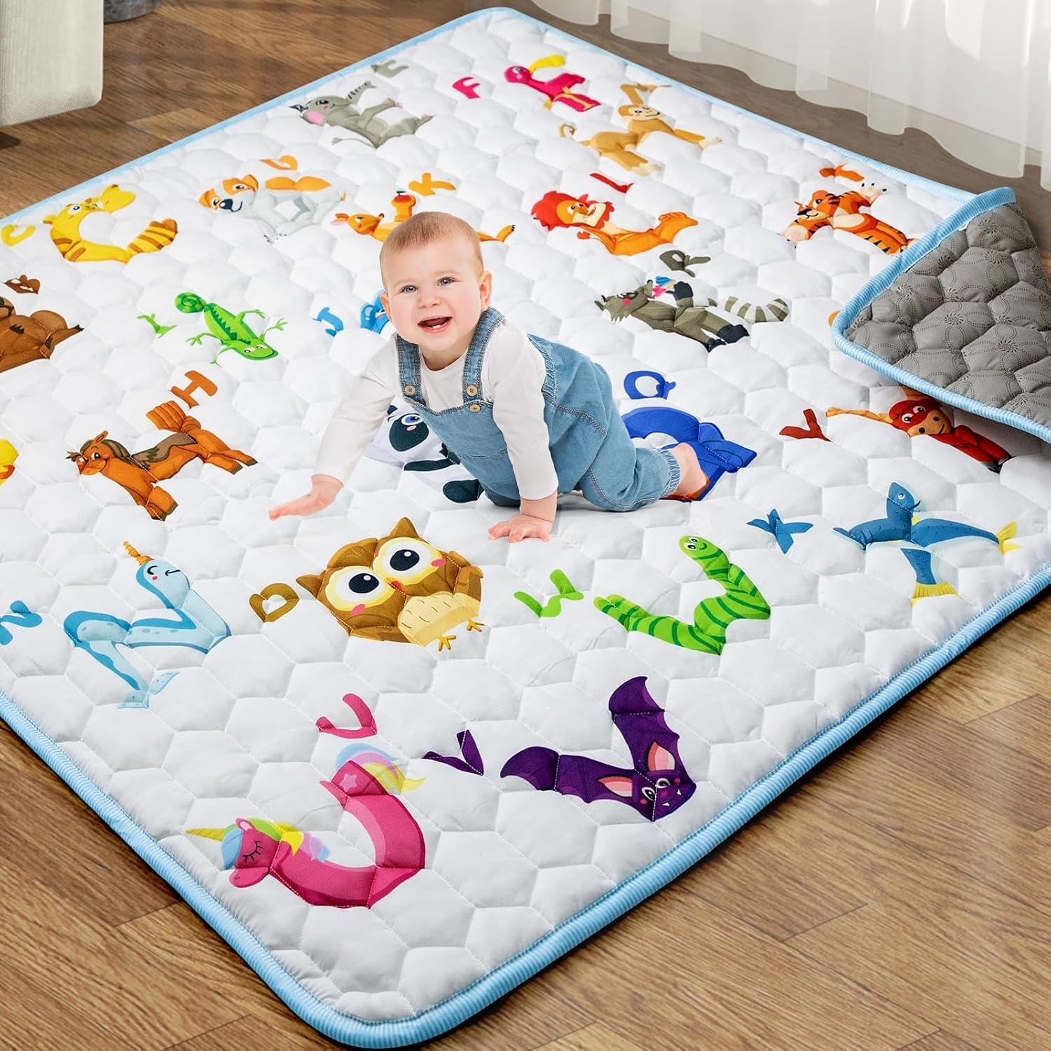 Baby OEM 50*50 Thick Plush Cotton Fabric Mattress Floor Diaper Pad Breathable Playmat Rug Kids Foldable Soft Crawling Mat