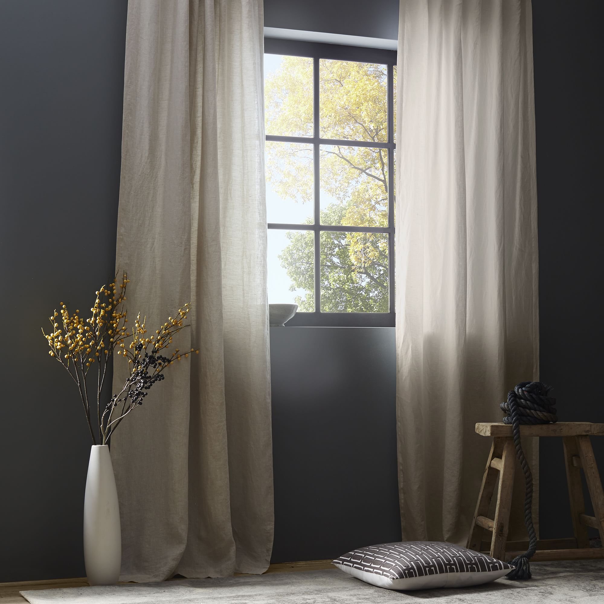 High Quality Custom Luxury Classic Blinds Drapes Blackout Linen Look Curtain for living room bedroom