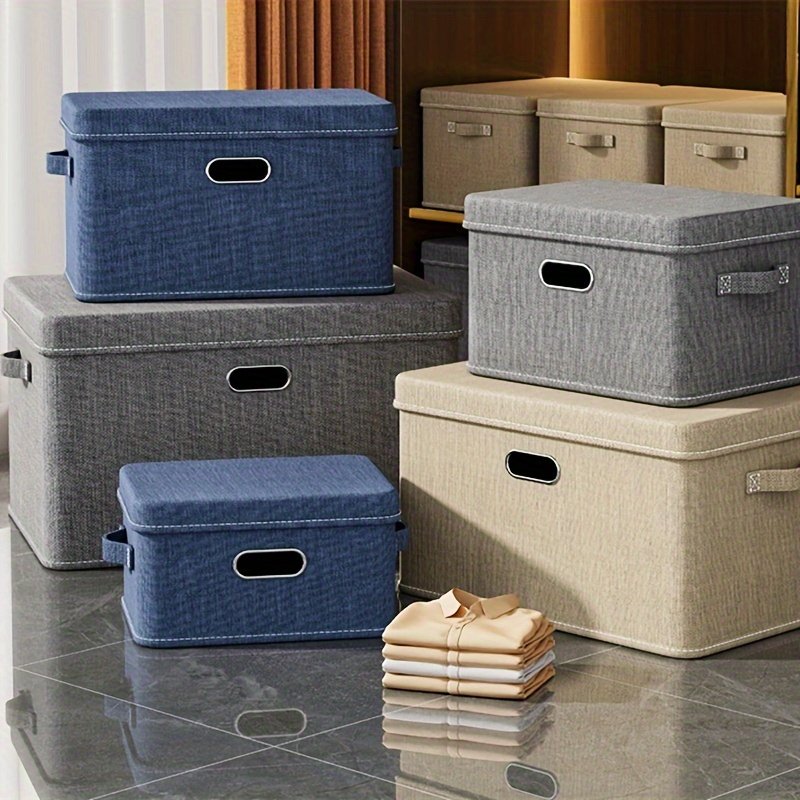 High Quality House Hold Handle Extra-Large Size Clothes Storage Box Fabric Cotton Linen Storage Baskets Bins With Lids