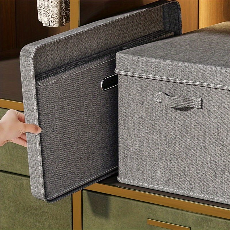 High Quality House Hold Handle Extra-Large Size Clothes Storage Box Fabric Cotton Linen Storage Baskets Bins With Lids