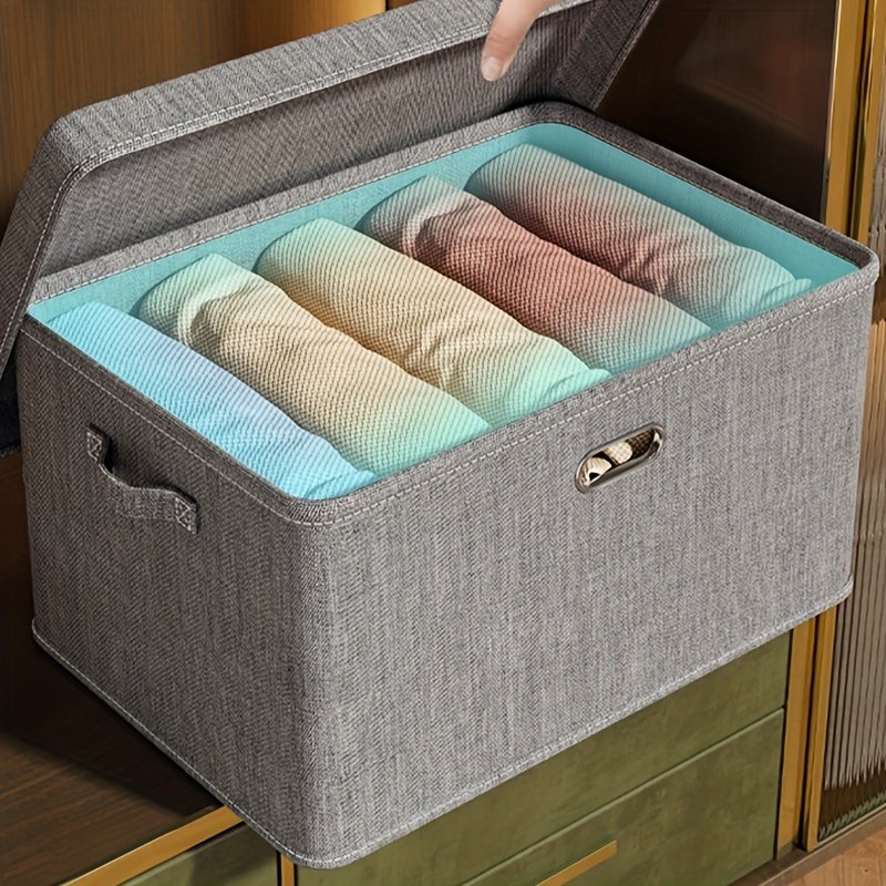 High Quality House Hold Handle Extra-Large Size Clothes Storage Box Fabric Cotton Linen Storage Baskets Bins With Lids