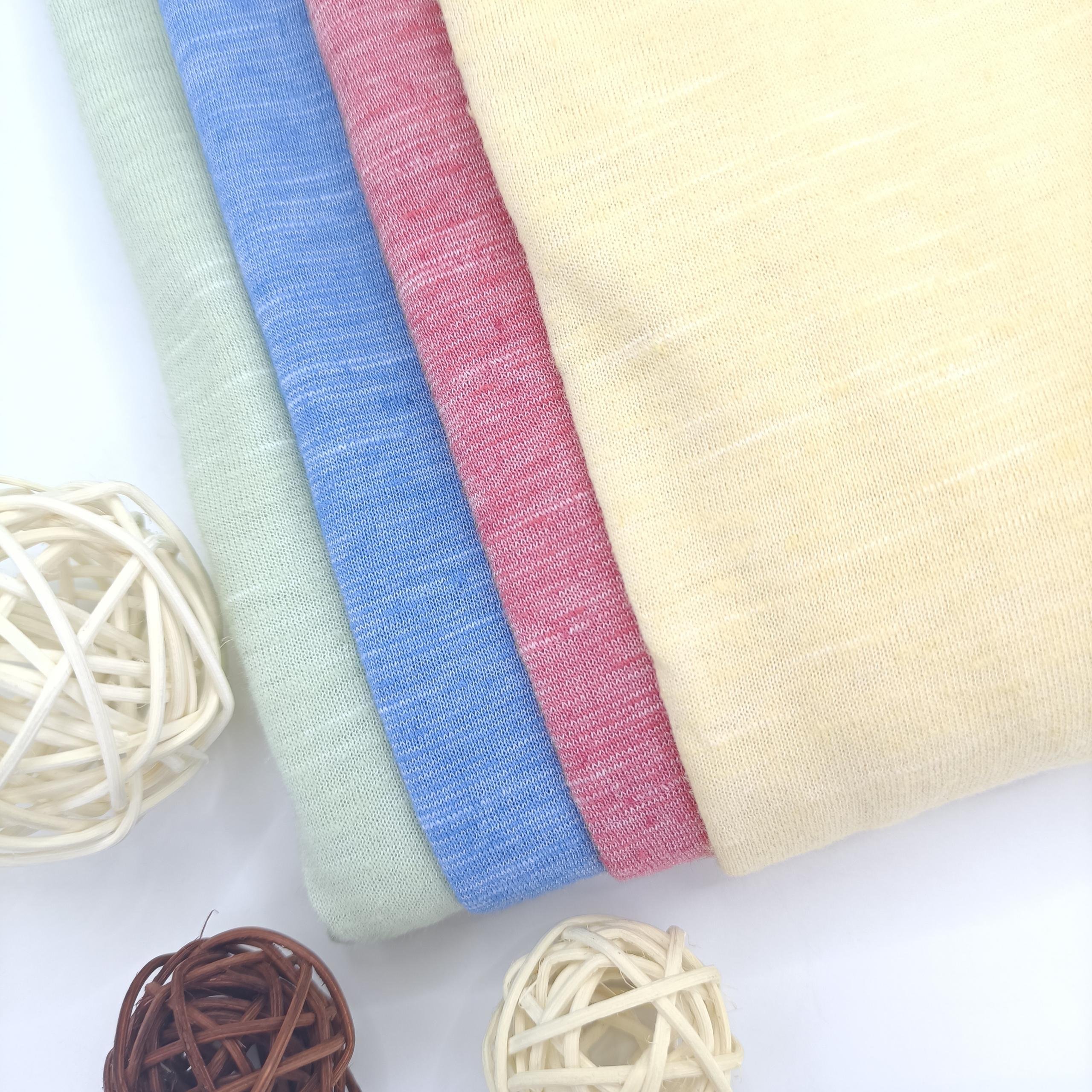 Yunda Custom Color 135Gsm Lightweight Slub Jersey Fabric Knitted Plain Single Linen Fabric Wholesale