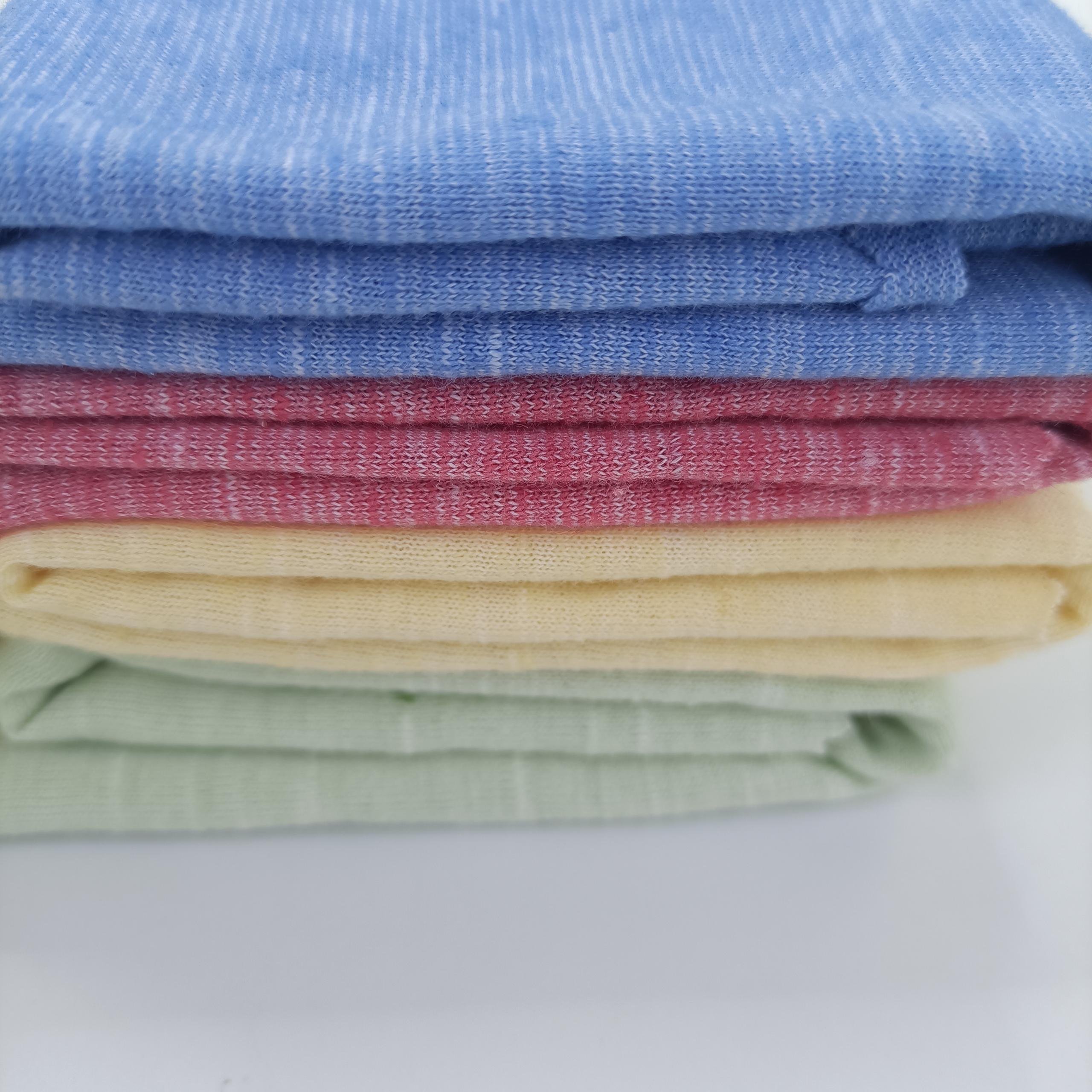 Yunda Custom Color 135Gsm Lightweight Slub Jersey Fabric Knitted Plain Single Linen Fabric Wholesale