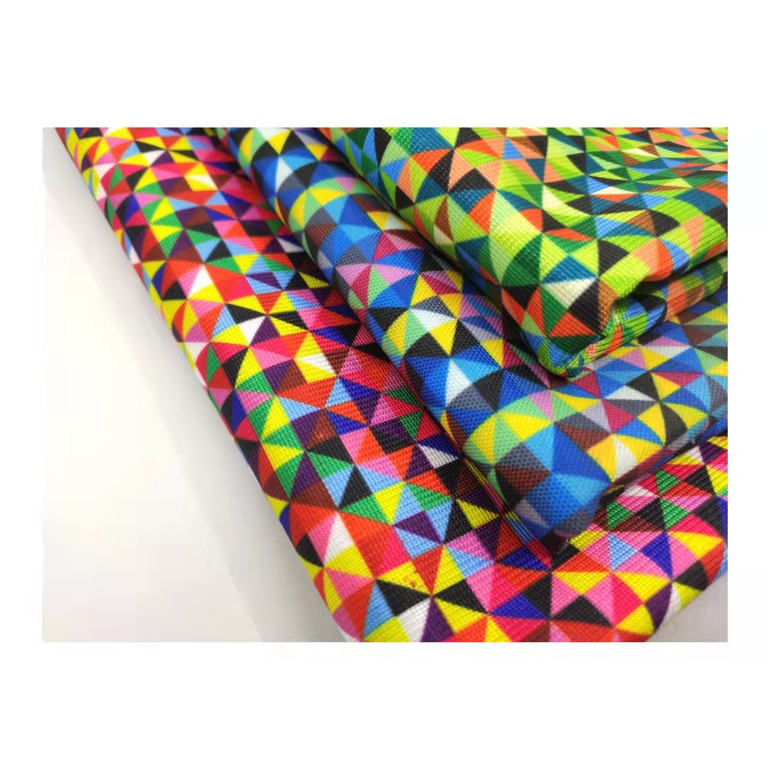 Patterns 100% Polyester Fabric Ultra-thin Breathable Fabric with Colorful Geometric Tricot Jersey Fabric Knitted Medium Weight