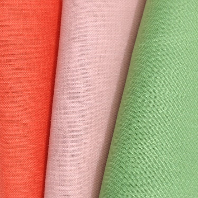14s Plain Color Pure 100% Linen Fabric 145GSM Woven Style Dress Casual Cotton Linen Fabric