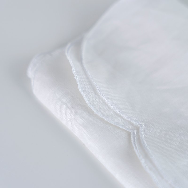 wholesale scalloped embroidery edging linen table napkin linen handkerchiefs white nature 100%linen napkins