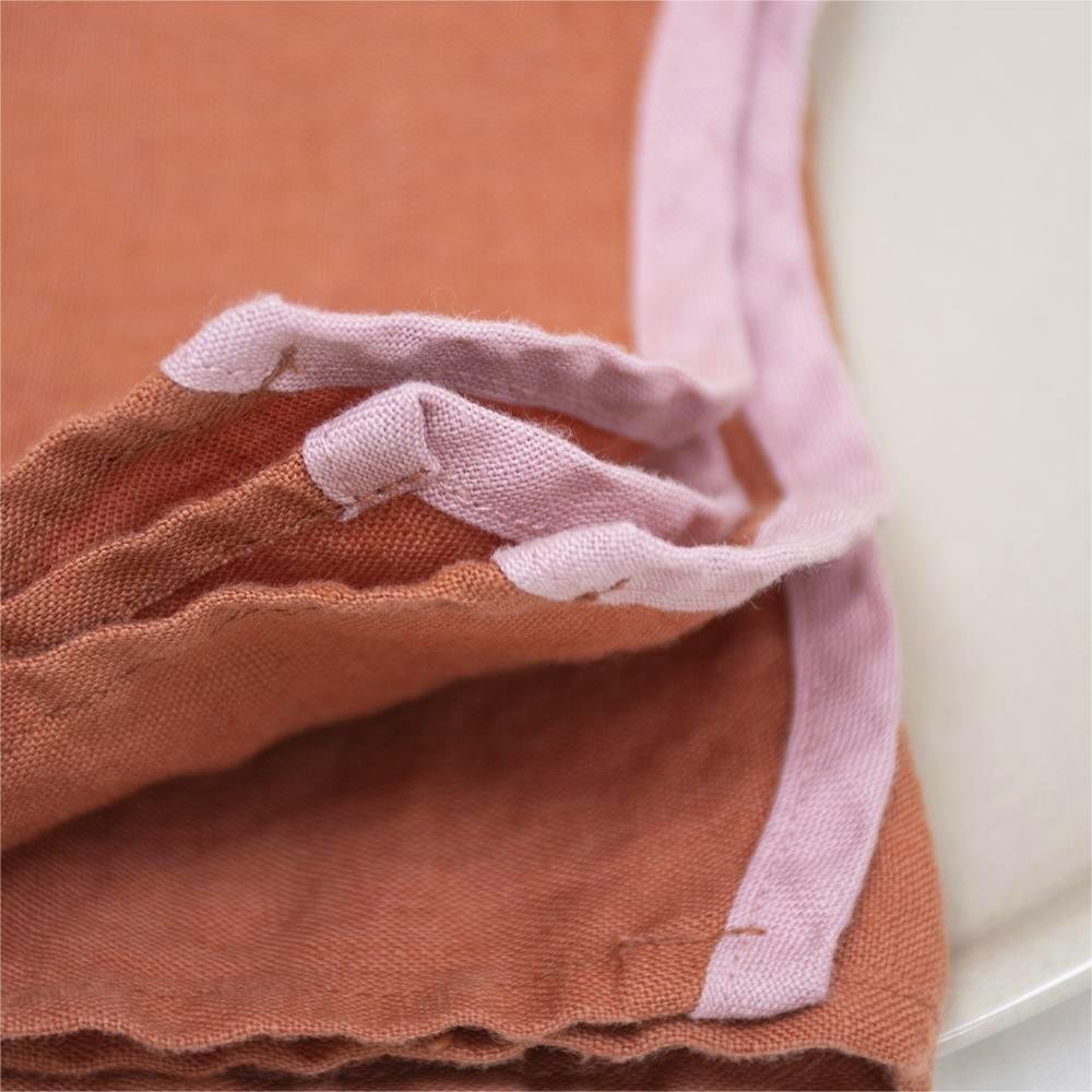 wholesale scalloped embroidery edging linen table napkin linen handkerchiefs white nature 100%linen napkins