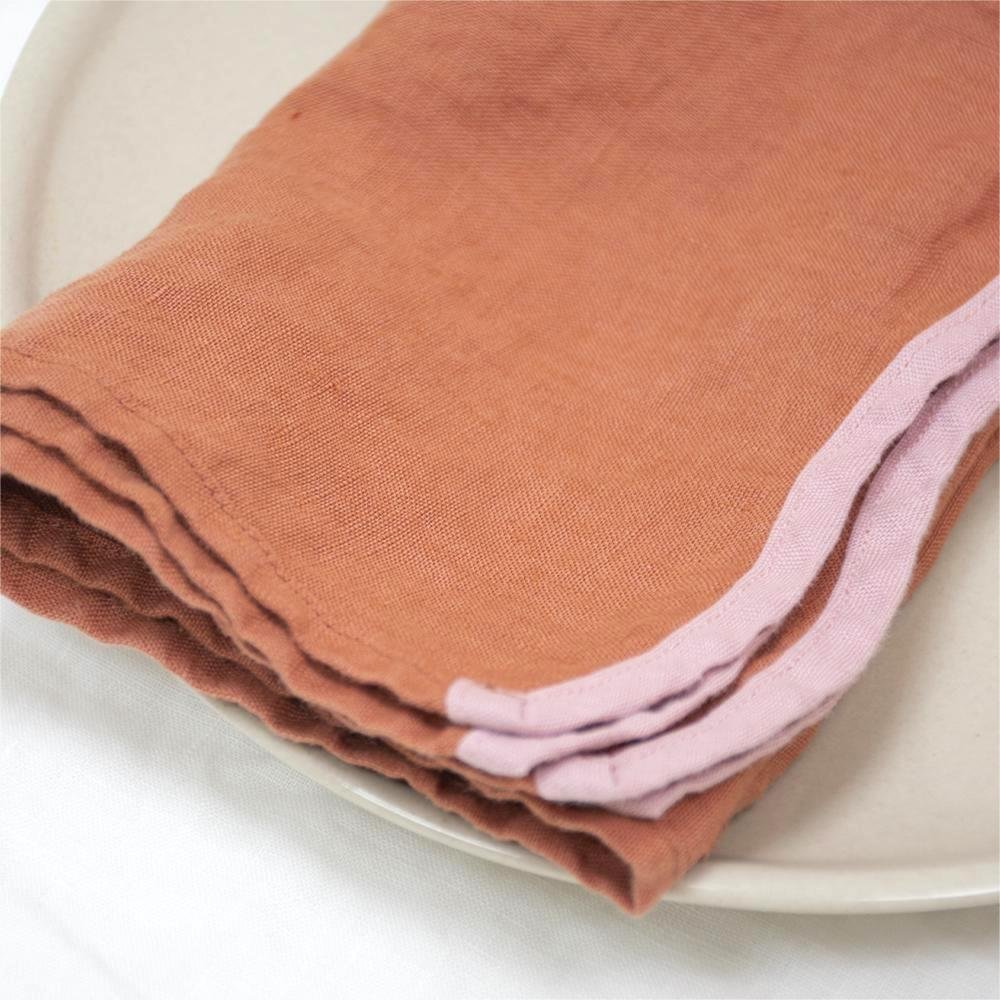 wholesale scalloped embroidery edging linen table napkin linen handkerchiefs white nature 100%linen napkins