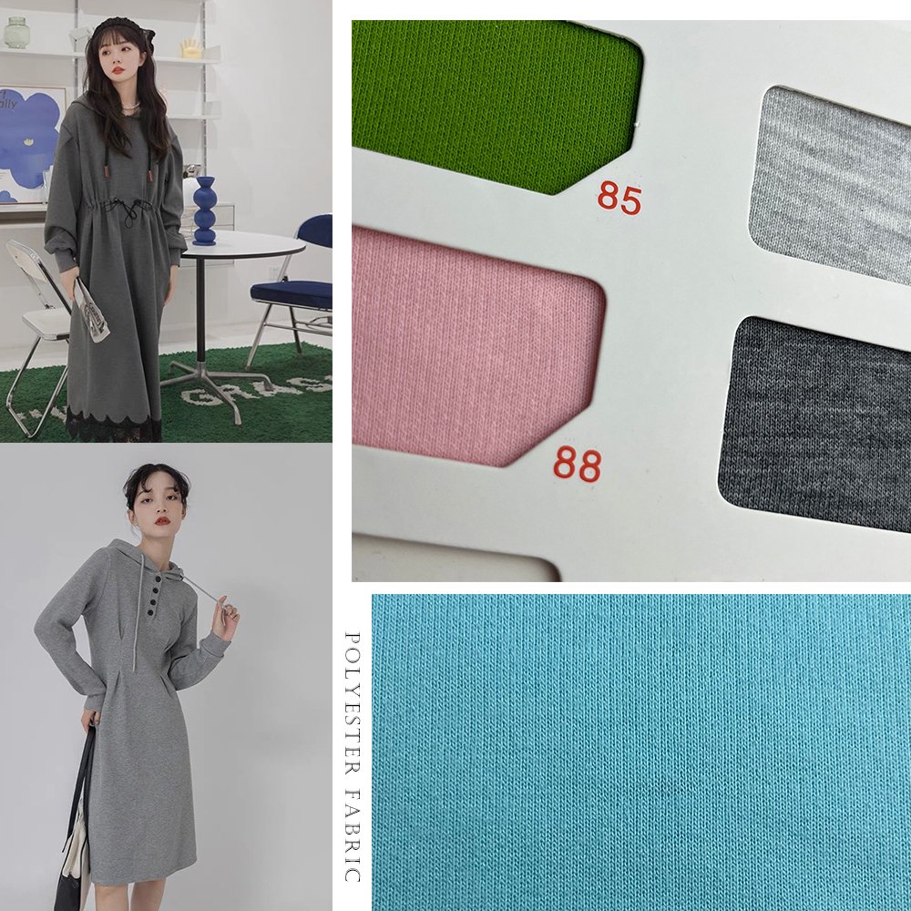 Cheap Discount 100% Polyester Fabric Knitted French Terry Roll Casual Sweater Suit Dress Fabric 230gsm