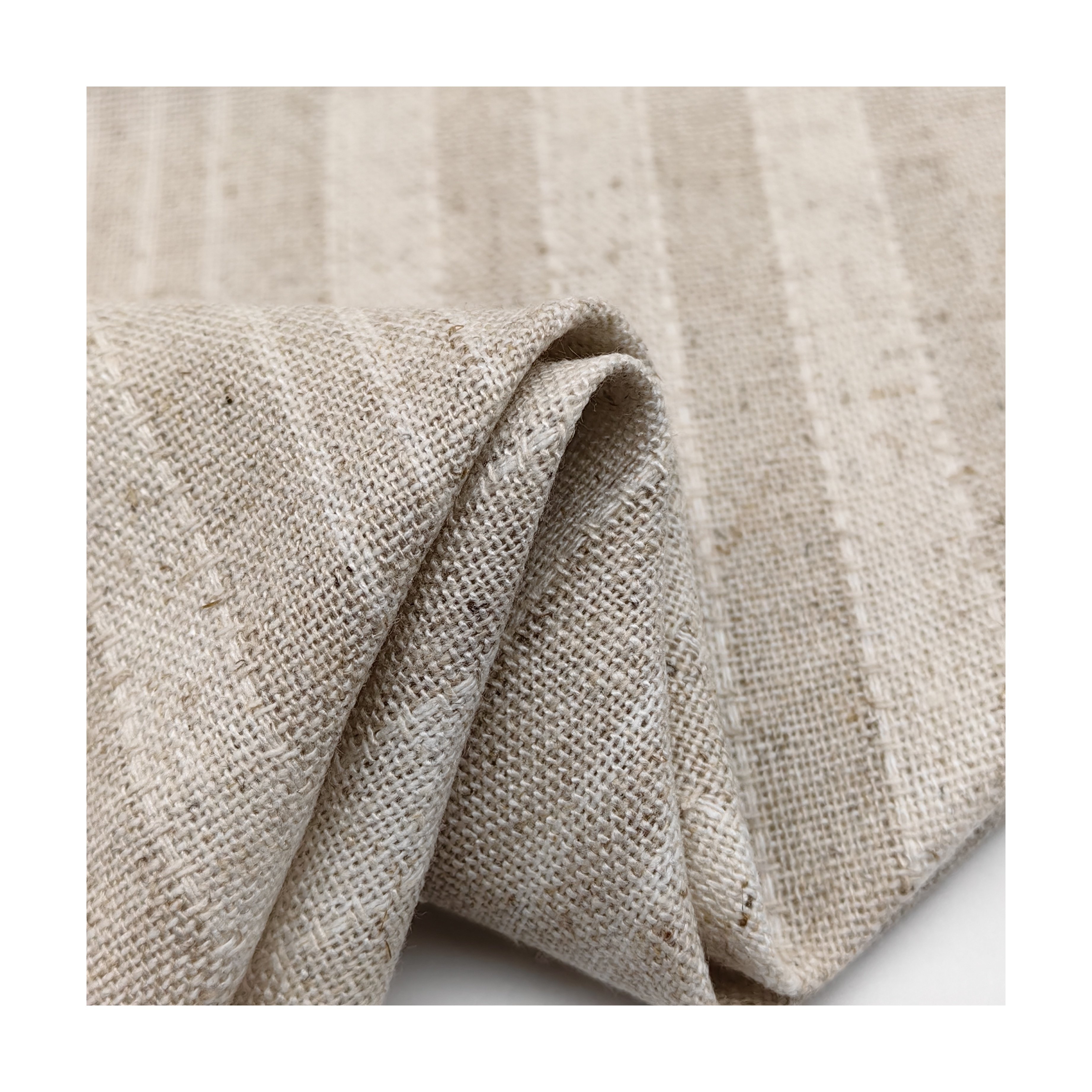 Custom wholesale natural Linen Fabric stripe Woven Fabric 85%Rayon 15% Linen Plain eco-friendly fabric for clothing