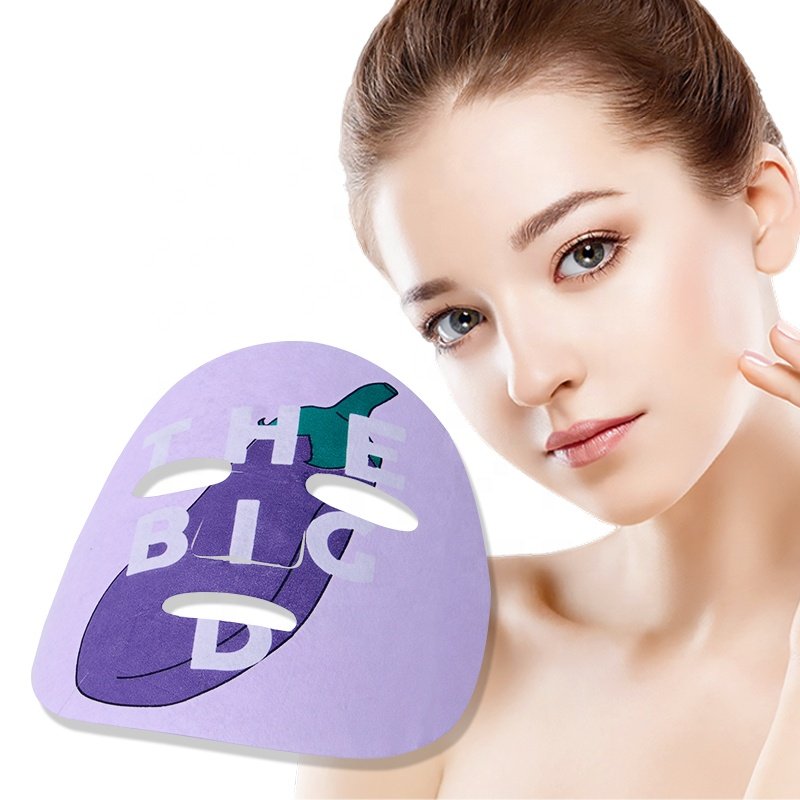 Eggplant fruit printed bamboo fiber non-woven facial mask sheet Support printing customization dry facial mask sheet