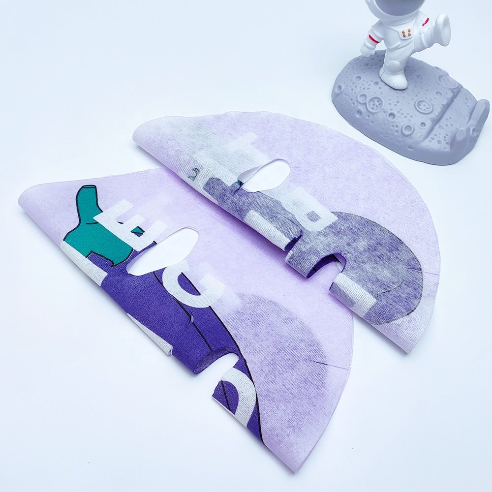 Eggplant fruit printed bamboo fiber non-woven facial mask sheet Support printing customization dry facial mask sheet