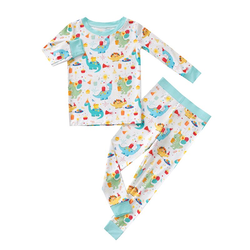 Factory Custom Boy Girl Baby Pajamas with Dinosaur Truck Print Bamboo Viscose Newborn Romper Zipper Sleeper Set Baby Clothes