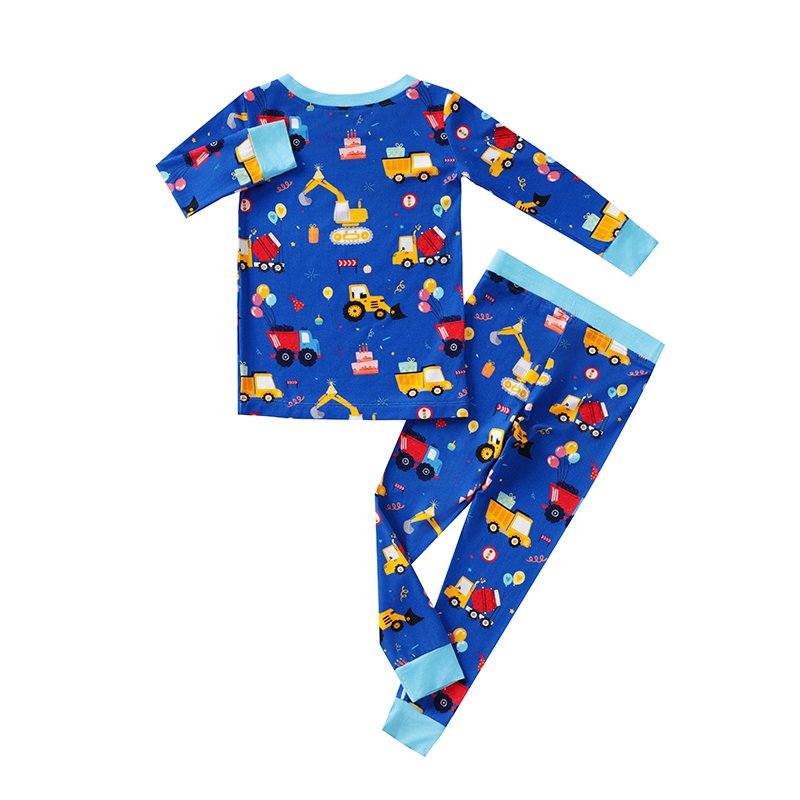 Factory Custom Boy Girl Baby Pajamas with Dinosaur Truck Print Bamboo Viscose Newborn Romper Zipper Sleeper Set Baby Clothes