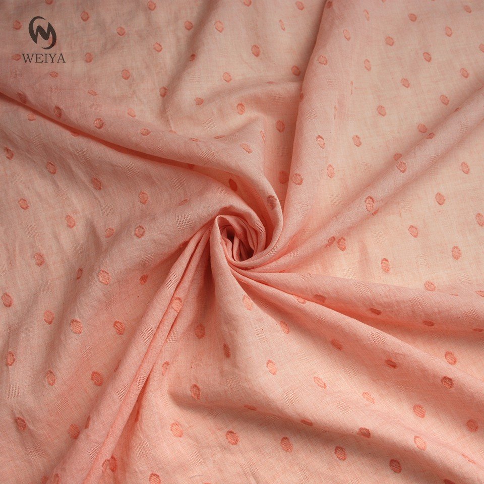 Women blouse shirt dress natural colour pircal dot cutting motif poly cotton linen slub look fabric