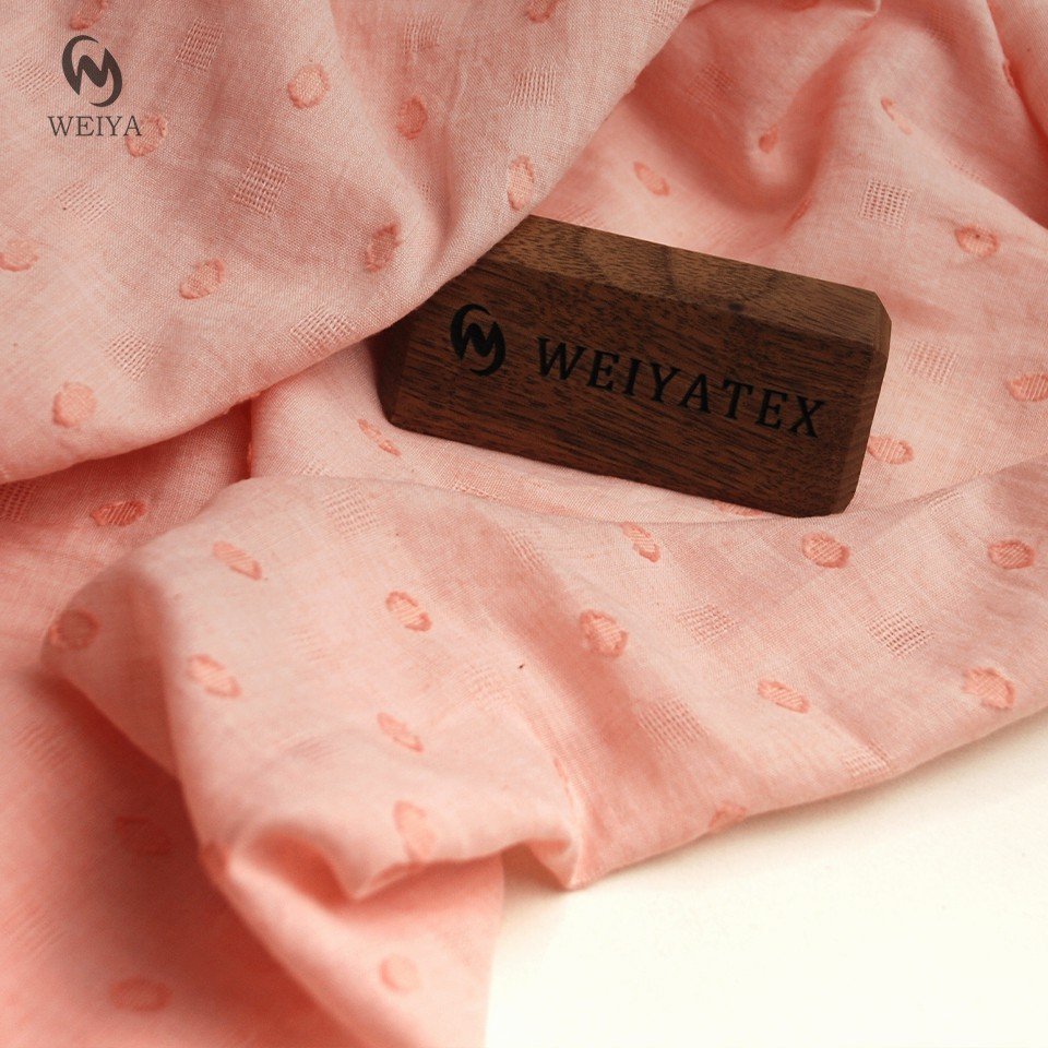 Women blouse shirt dress natural colour pircal dot cutting motif poly cotton linen slub look fabric