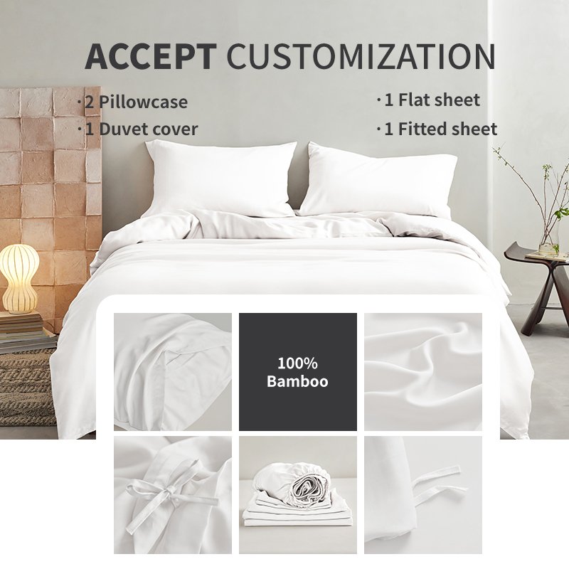 bamboo fabric bed linen comfortable luxury bamboo viscose sheets customized design king size bamboo bedding for home and hotel