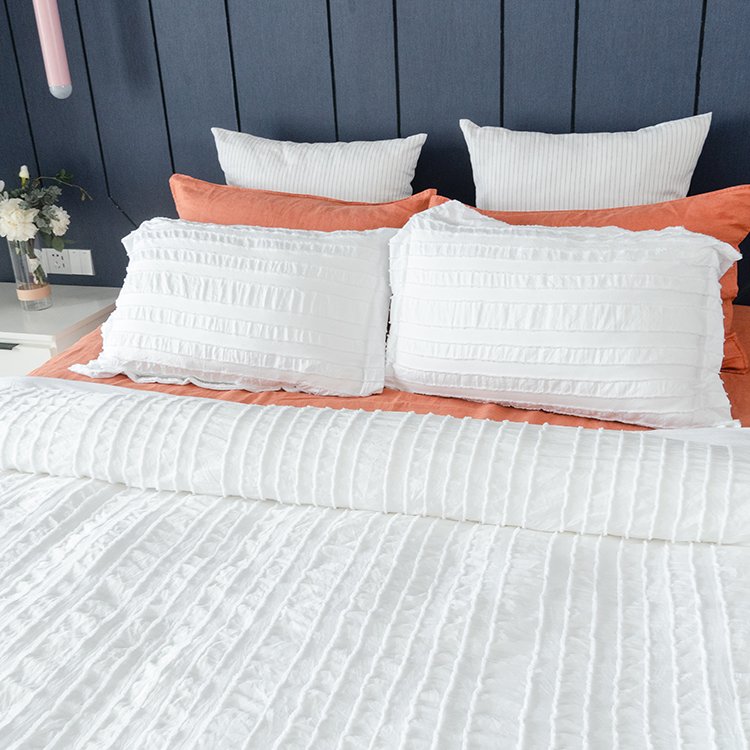 White sheet set clipped jacquard duvet cover sets bedding linen bedding sets duvet cover