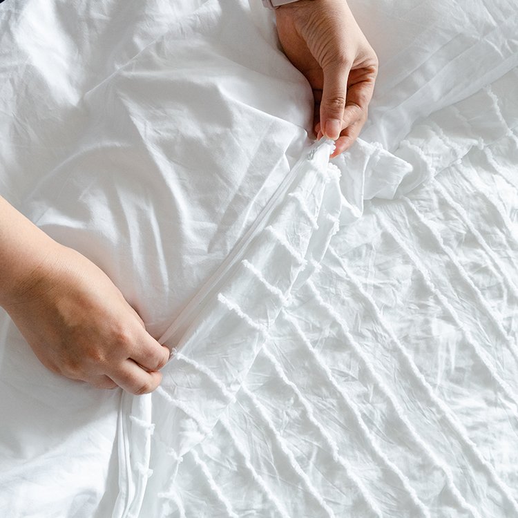 White sheet set clipped jacquard duvet cover sets bedding linen bedding sets duvet cover