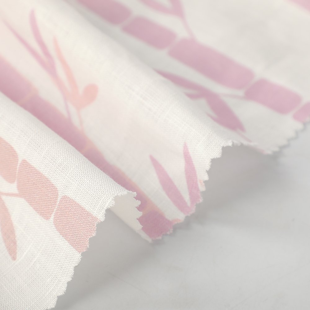 Wholesale Price Factory New Custom Bamboo Design Digital Print 100%Linen Fabric For Leisure Clothing