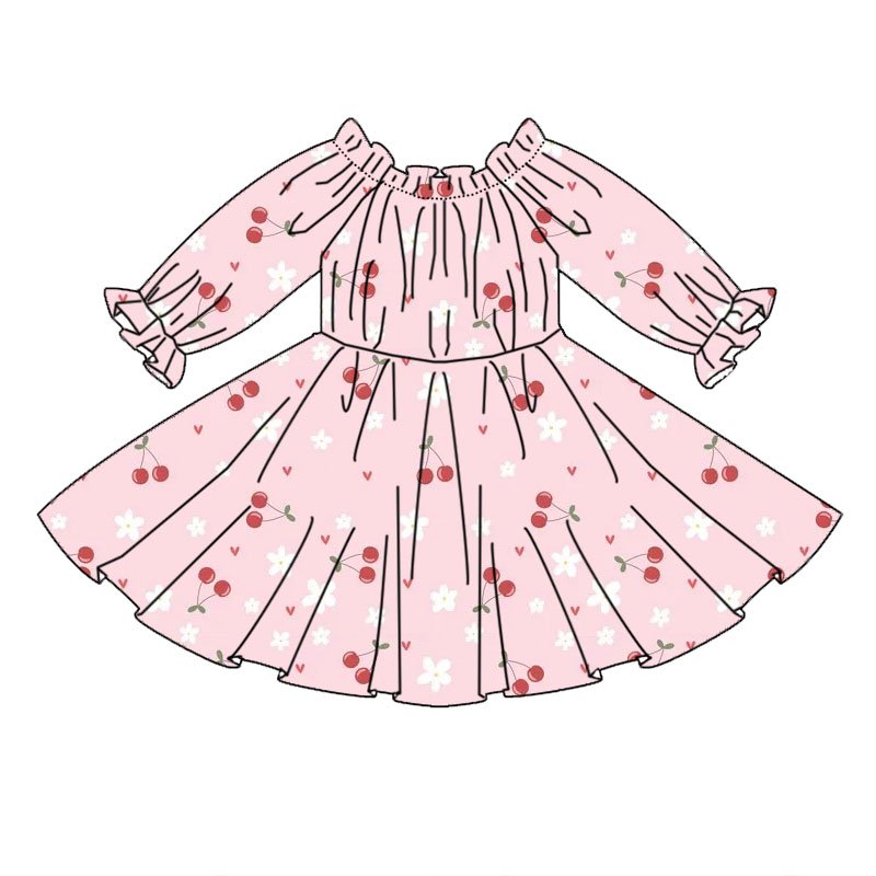 Newly arrived custom printed lantern sleeve large skirt skirt girls dress bamboo fabric comfortable children's clothing