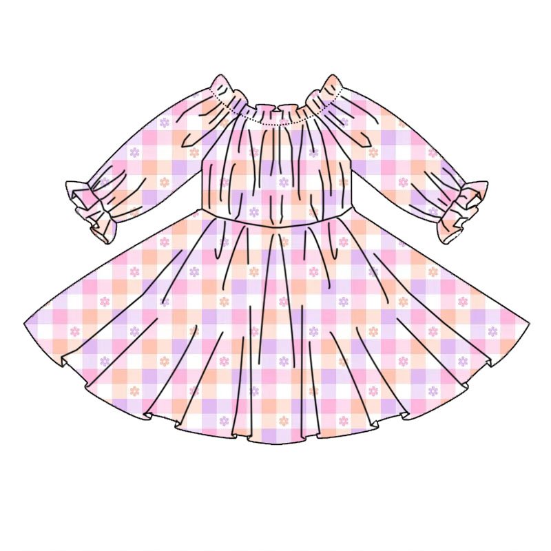 Newly arrived custom printed lantern sleeve large skirt skirt girls dress bamboo fabric comfortable children's clothing