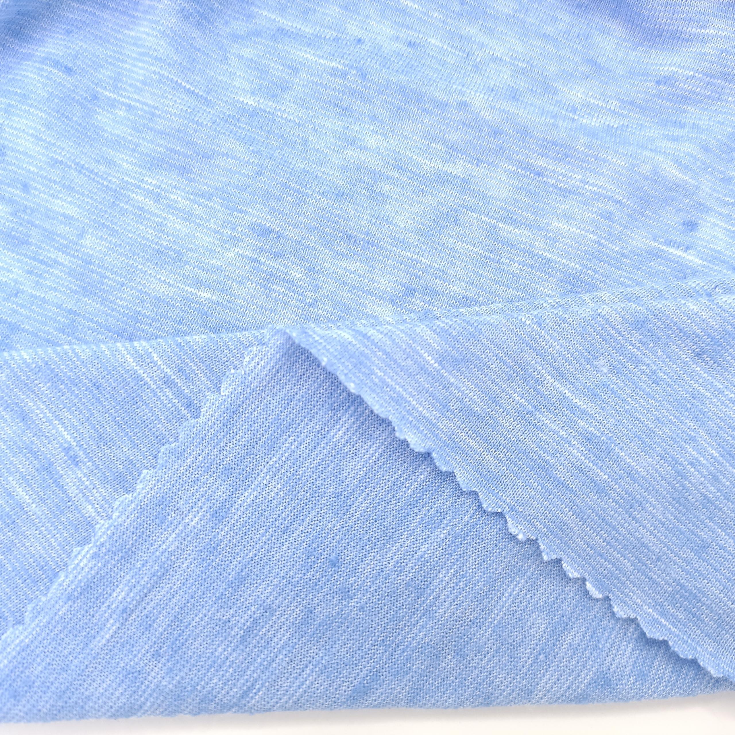 Custom Color 140Gsm 67 Polyester 24 Cotton 9 Linen Knitted Slub Jersey Fabric Cotton Polyester Fabric For Clothing
