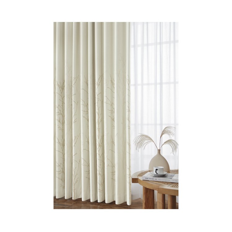Good Quality Wholesale Chinese Style 3D Embroidered Floral Double Layer Window Curtains For The Bed Room