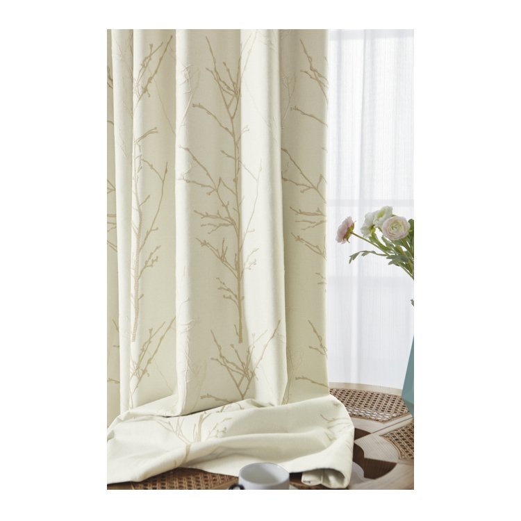Good Quality Wholesale Chinese Style 3D Embroidered Floral Double Layer Window Curtains For The Bed Room