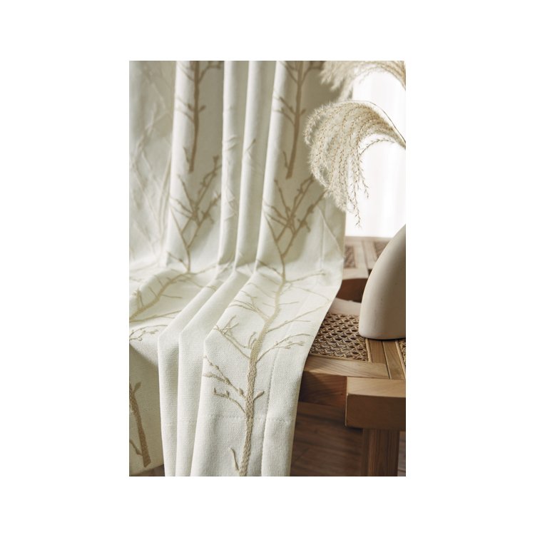 Good Quality Wholesale Chinese Style 3D Embroidered Floral Double Layer Window Curtains For The Bed Room