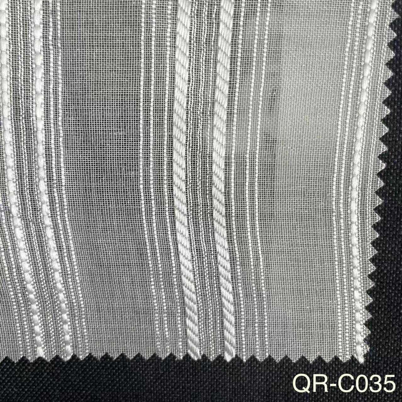 Durable Linen Stripe Pattern Sheer Curtain Tulle For Bedroom
