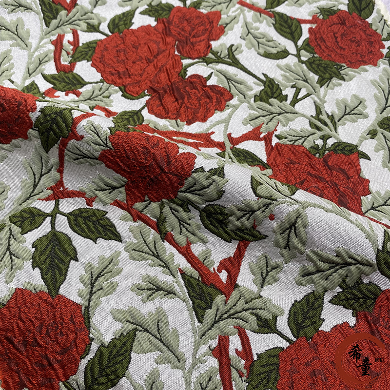 Textile supplier new design customize fashion 3D rose flower yarn dyed brocade jacquard fabrics for women and child's dress