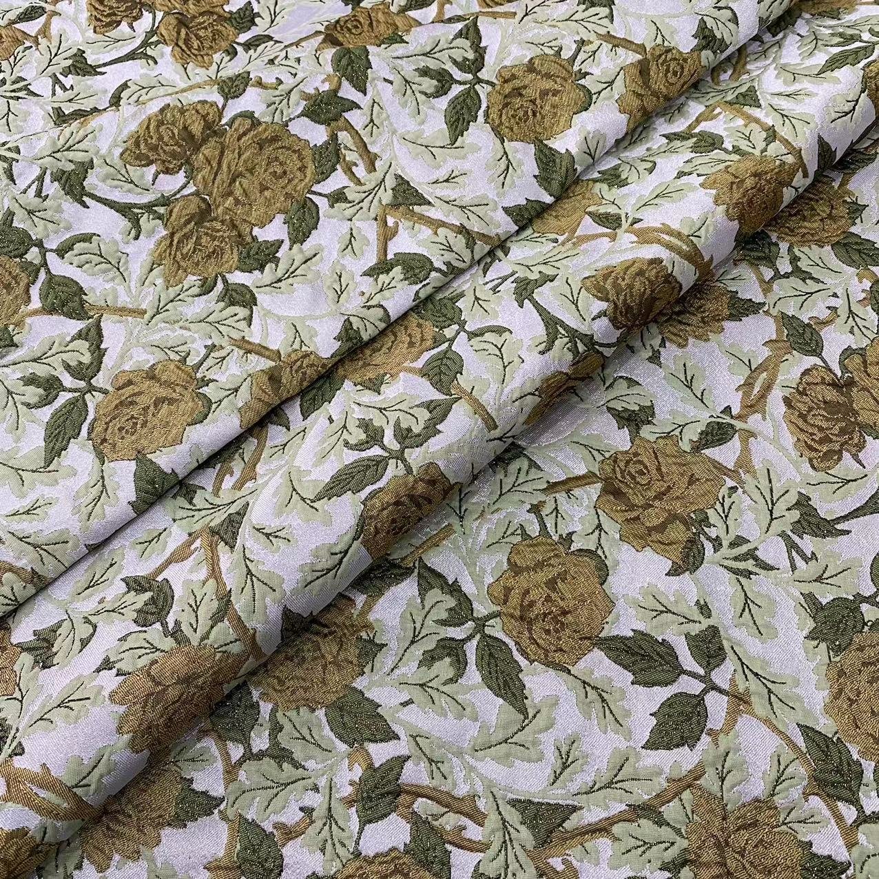 Textile supplier new design customize fashion 3D rose flower yarn dyed brocade jacquard fabrics for women and child's dress